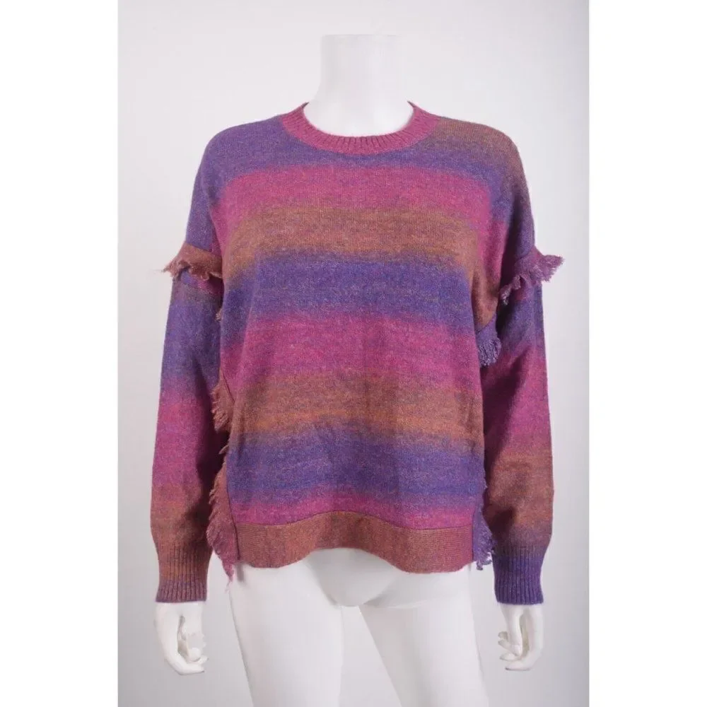Central Park West Womens Fringe Sweater Swift M Pink Purple NWT